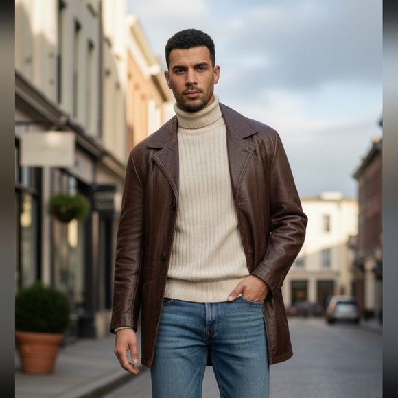 Sears Other - 70s Vintage Sears  "The Leather Shop" Leather Lined Coat, Brown, Men's 44 Tall